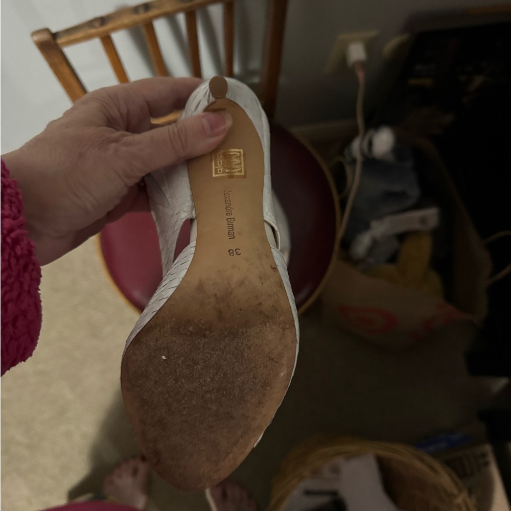 Alexandre Birman White Python Slide In Heels Sz 38 - image 4